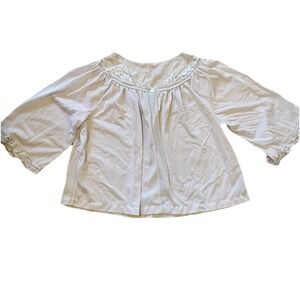 Vintage Ladies Pajama Top‎ Short Sleeve Light Blue Small Nylon